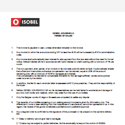 All legal information regarding Isobel Household and its products